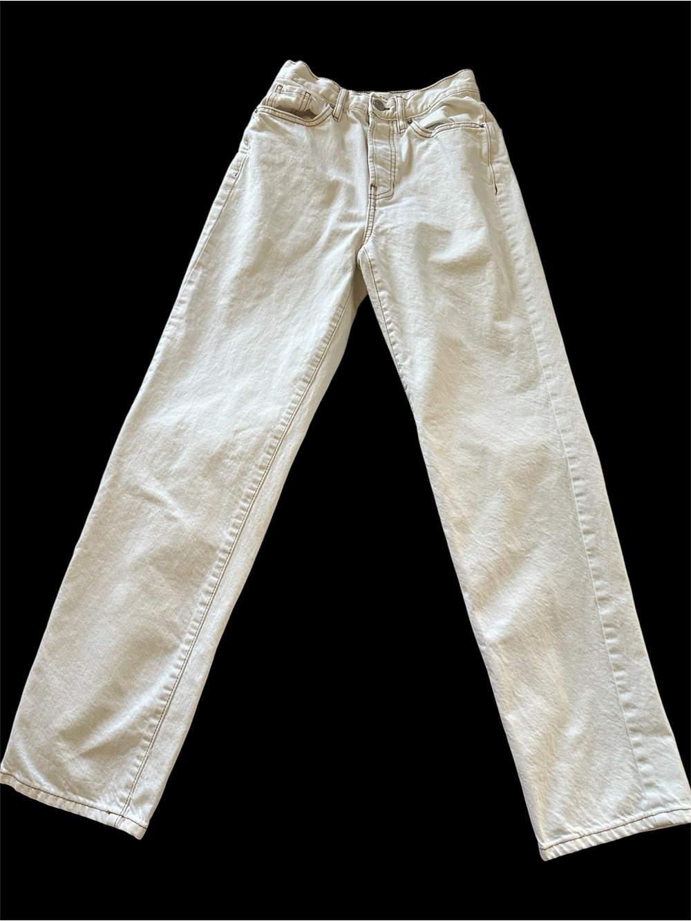 PacSun Cream Straight Leg Jeans with Contrast Stitching